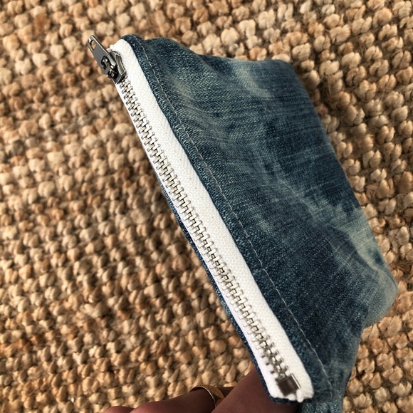 Handmade bleached denim coin purse - Picture 2 of 3